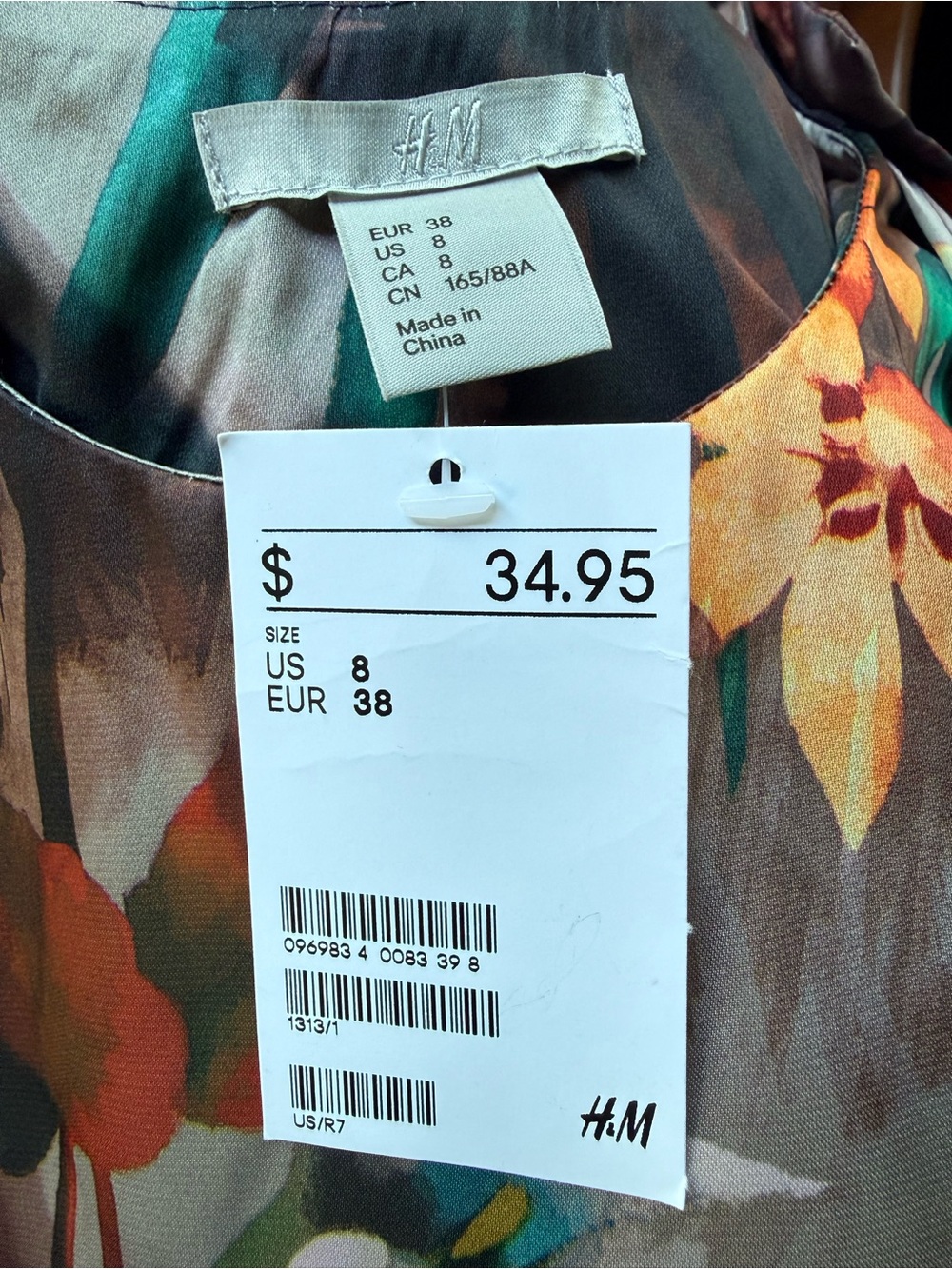 H&M Sheer Womens Dress Sz 8 Sleeveless Ruched Bubble Hem Brown Floral Print NWT - Picture 3 of 5